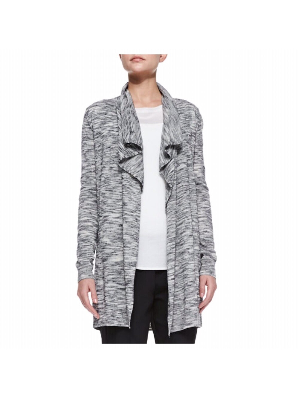 Theory Trincy Gray Long Open Cardigan Sweater Medium